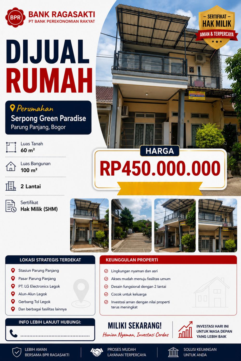 Rumah 2 Lantai Serpong Green Paradise, Parung Panjang