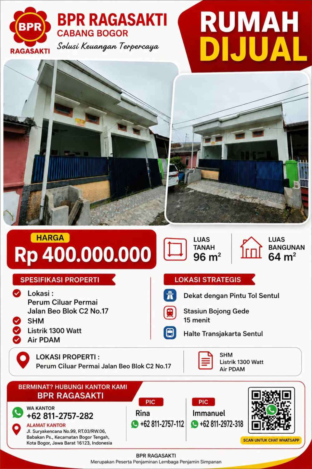 Rumah Perum Ciluar Permai, Bogor Utara
