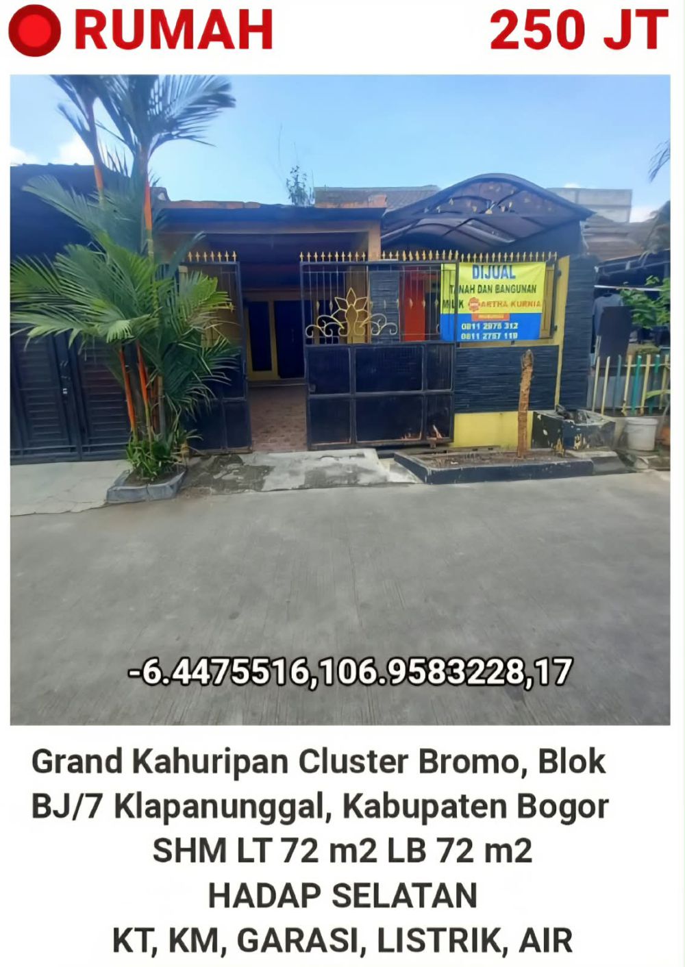 Rumah Grand Kahuripan Cluster Bromo, Klapanunggal