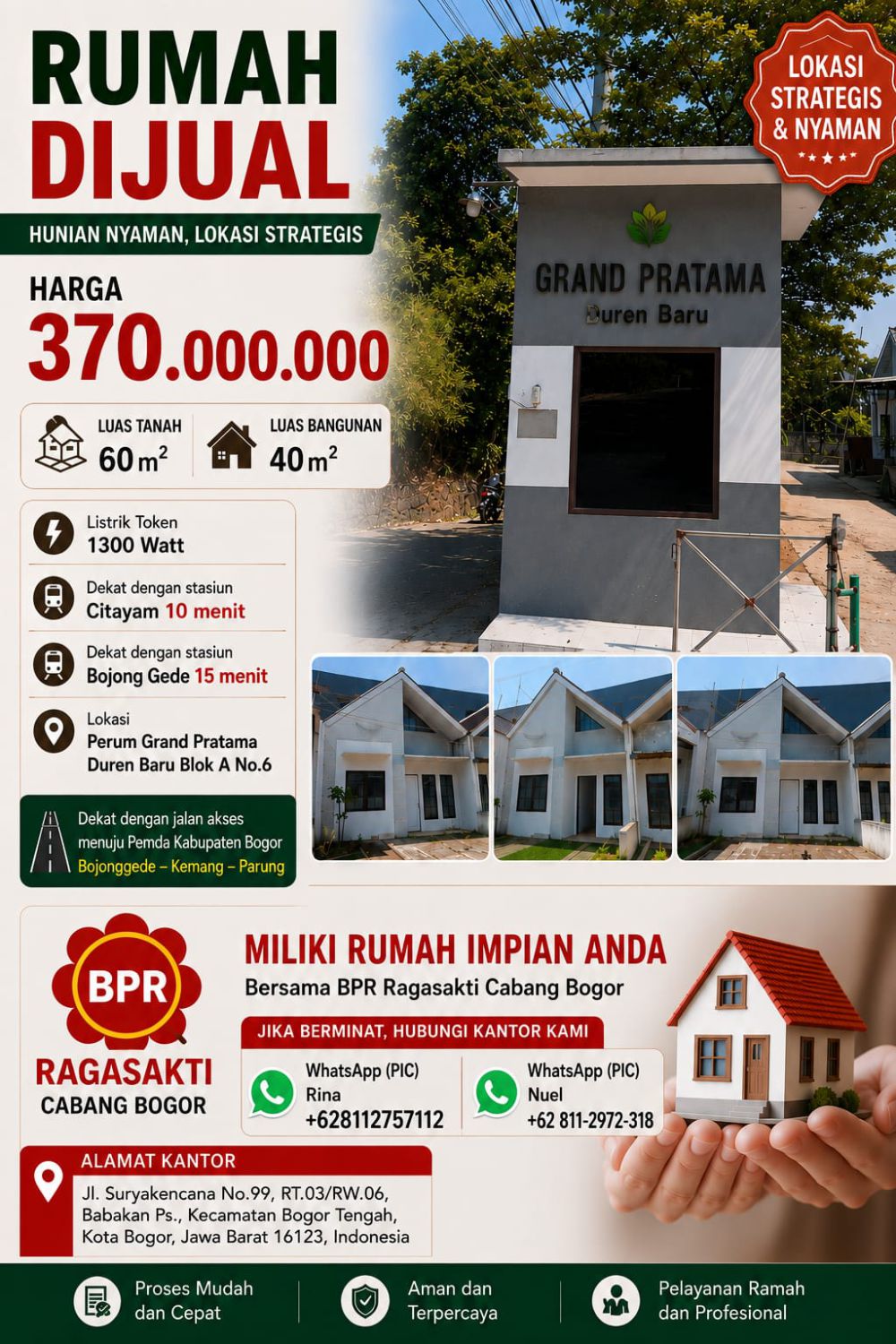 Rumah Perum Grand Pratama Duren Baru, Bojonggede