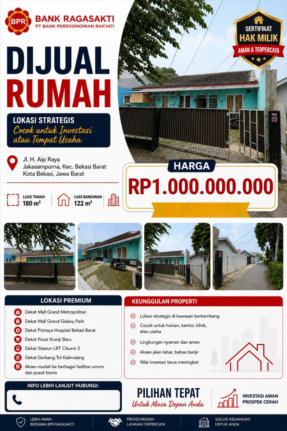 Rumah Jl. H. Aip Raya, Jakasampurna, Bekasi Barat