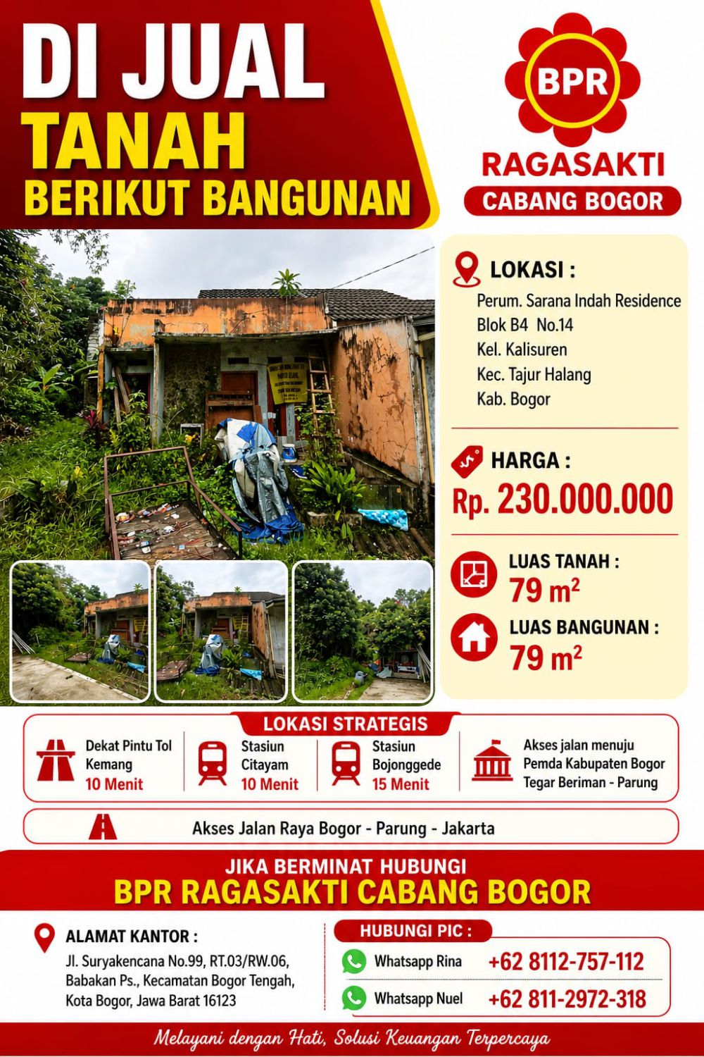 Tanah dan Bangunan Perum Sarana Indah Residence, Tajur Halang